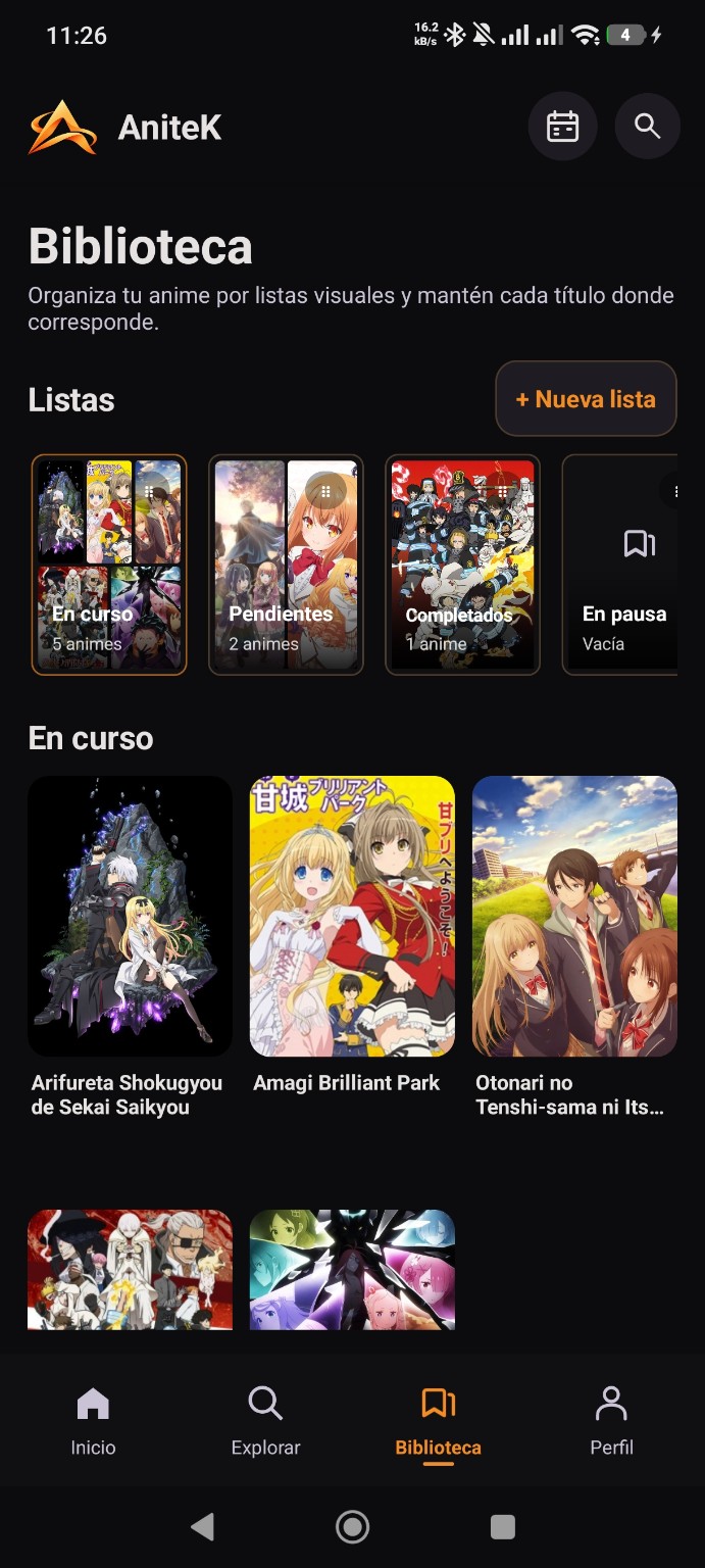 Biblioteca y listas de AniteK